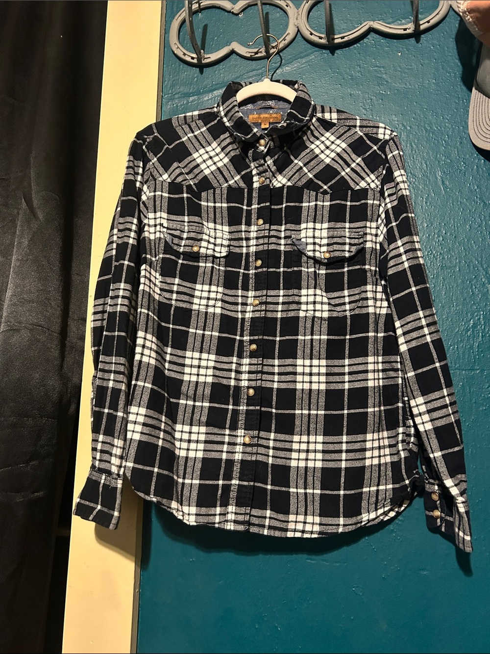 Women’s Black & White Plaid Button-Down Shirt